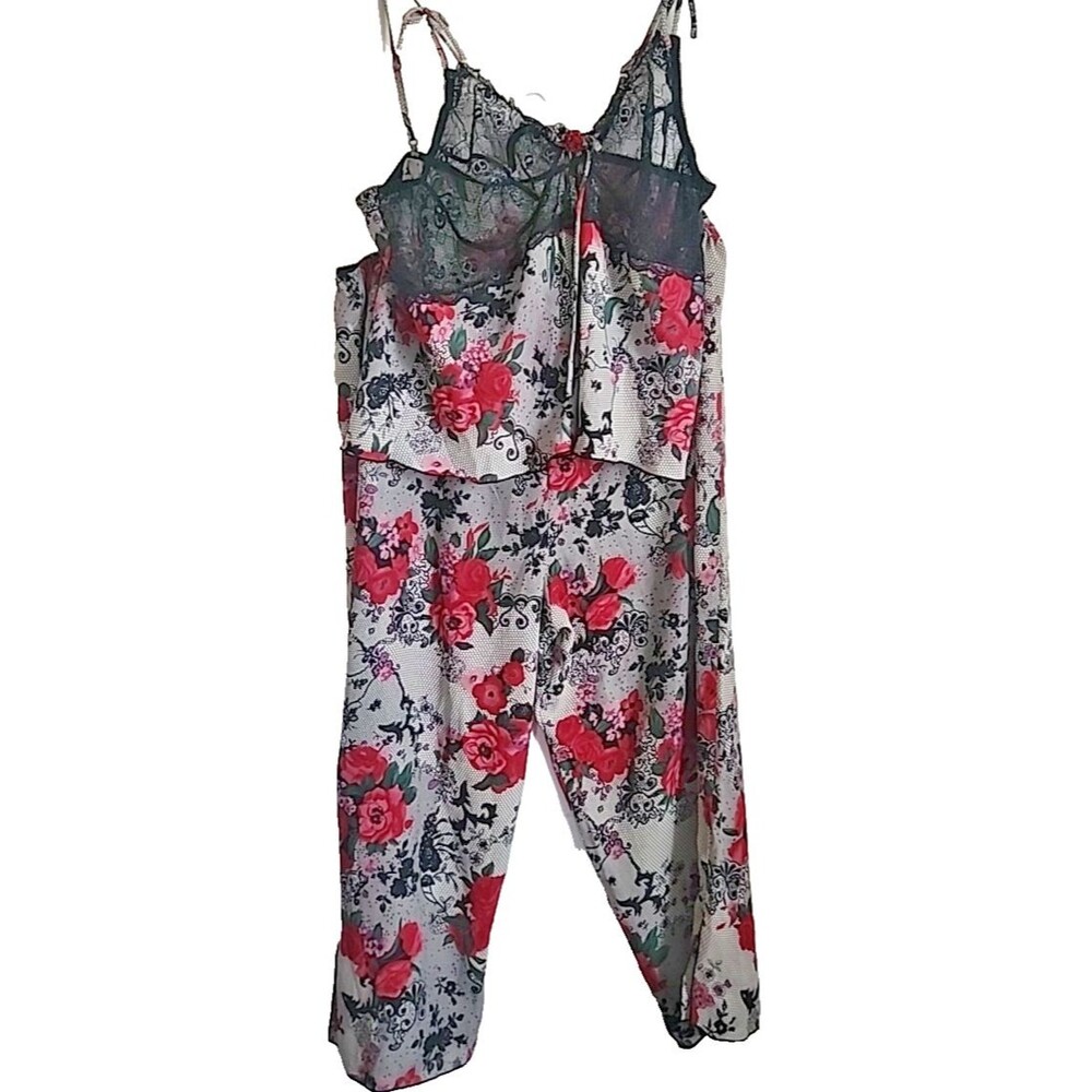 Je T’ador Plus Size Women’s 1X Lightweight Pajama Set Sheer Roses Lace Sexy